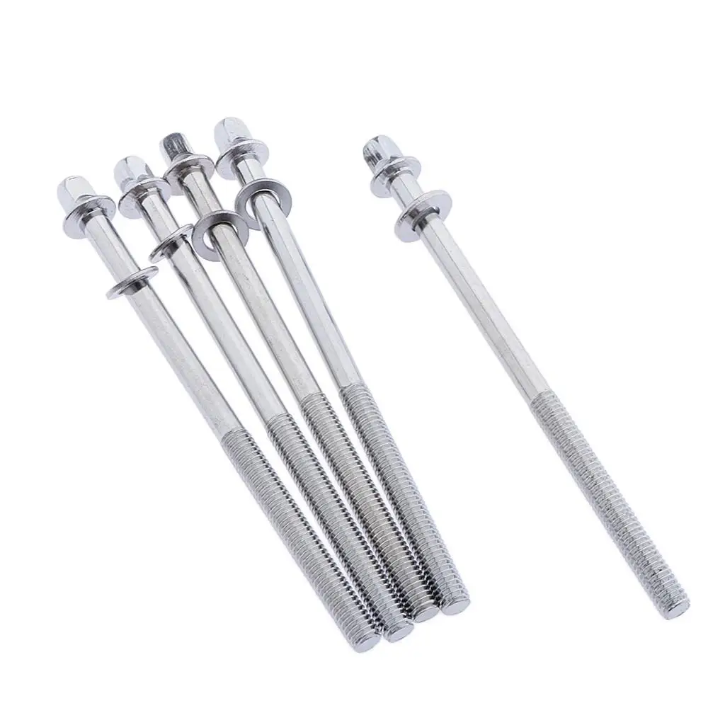 5 Pieces NEW Chrome Drum Tension Rods Tom Snare Build Repair Restore Bass Parts Accessories 108mm X 6mm