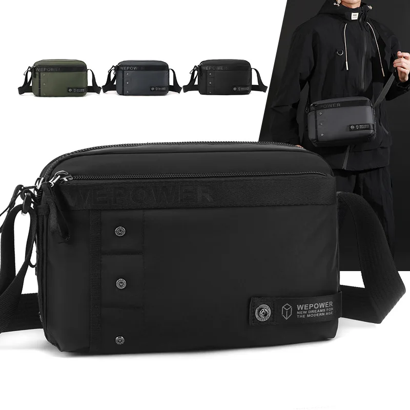 Nylon lightweight and simple men's crossbody bag, large-capacity multi-functional outdoor travel waterproof single-shoulder bag