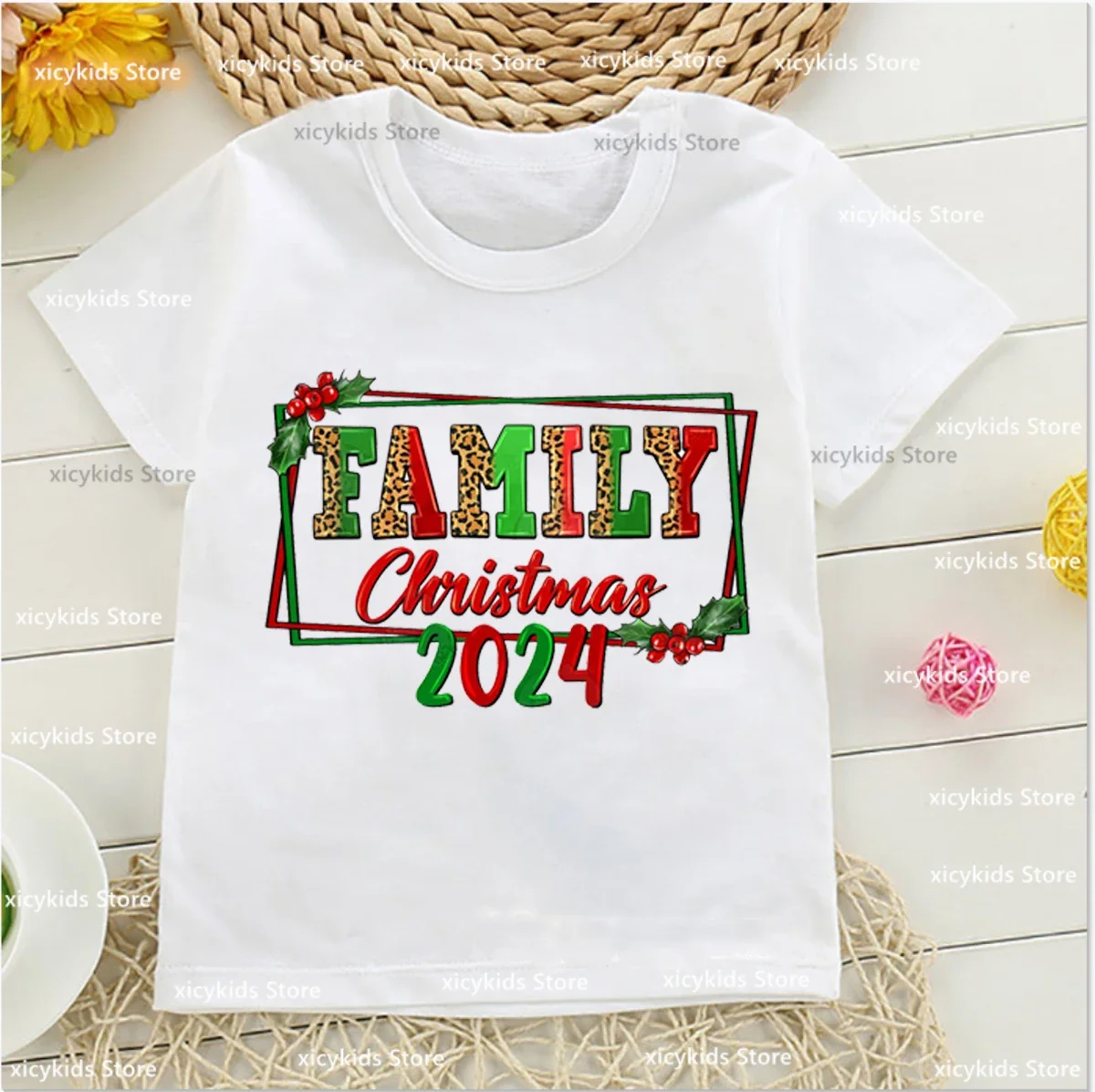 Christmas 2024 Family Tshirt  Christmas 2024 Boys T-Shirt Cute Children\'S Christmas Clothes Fashion New Year Clothes Girl Tshirt