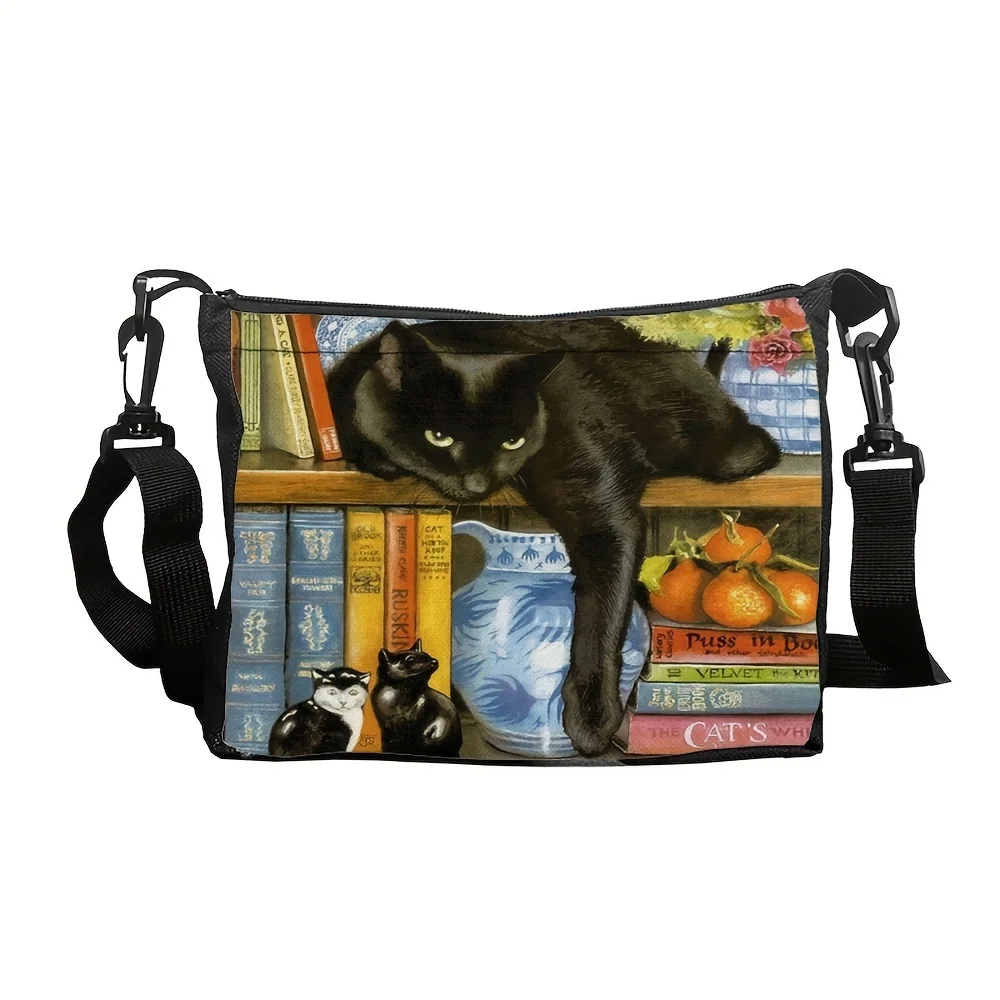 Kitten Series Crossbody Bag, Large Capacity Shoulder Bag With Adjustable Shoulder Strap, Outdoor Commuting Crossbody Bag