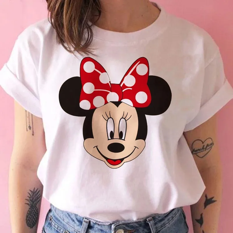 ميكي ميني تي شيرت القطن قصير الأكمام الكورية أنيمي أنيمي Harajuku زوجين عادية ميكي ماوس موضة الوالدين والطفل الزي