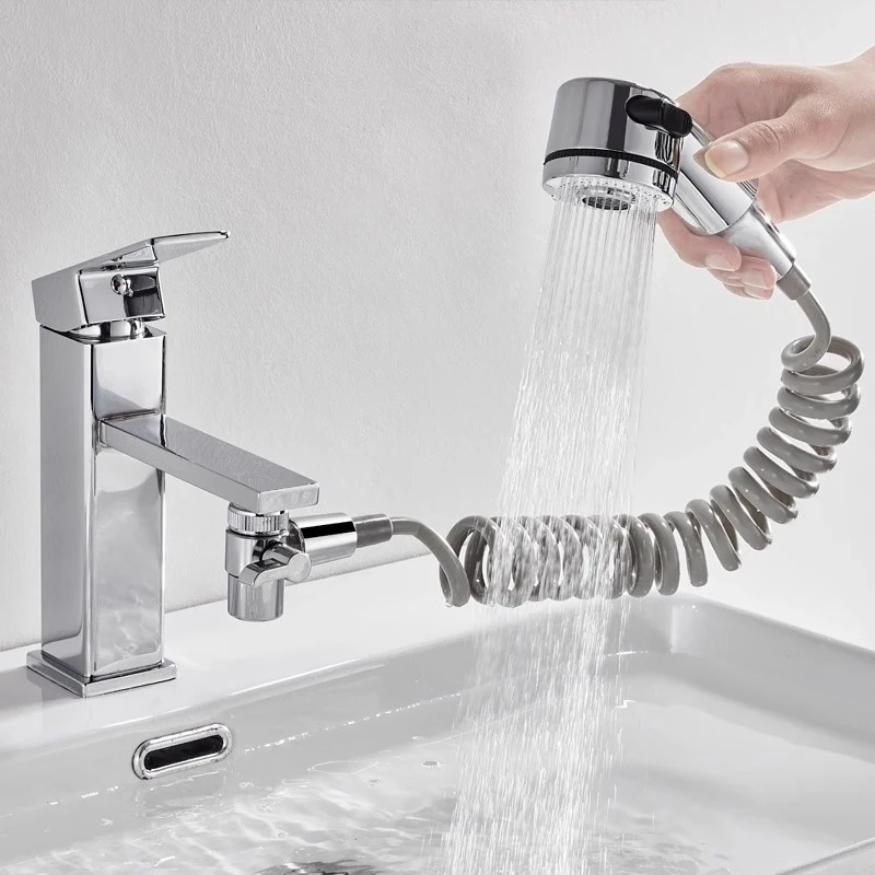 Bathroom Sink Faucet Pull-Out Shower Head Sprayer Extension Hose Kit