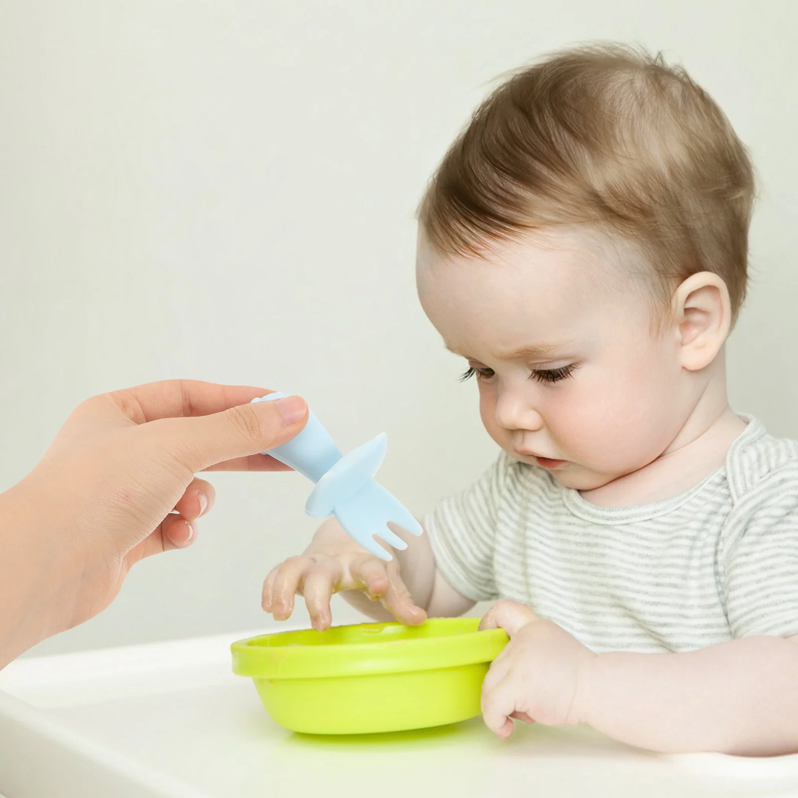 

2Pcs Baby Silicone Soft Spoon Fork Set Easy Grip Toddler Feeding Tableware Infant Learning Eating Training Supplies