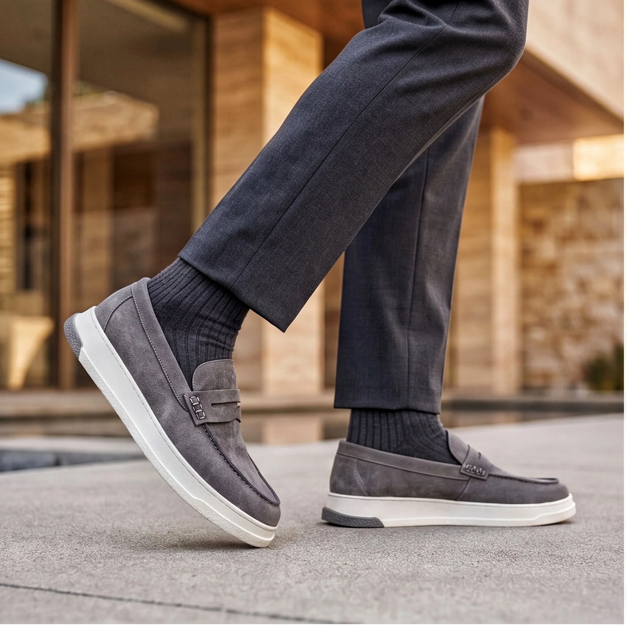 Men's Loafers And Slip Ons Genuine Cow Suede Penny Loafers Shoes For Man Casual Slip On Moc Toe Shoes