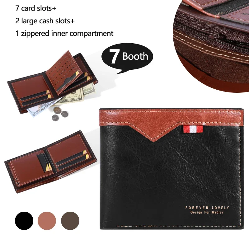 Men Inserts Foldable Wallets Picture Coin Slim Purses Business Money Credit ID Cards Holders Vintage Protection Capacity Bags