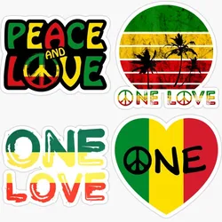 Music Pulse One Love Reggae Decal  Sound Wave, Rastafarian Rasta Vinyl Waterproof Stickers Car Laptop Wall Window Bumper Sticker