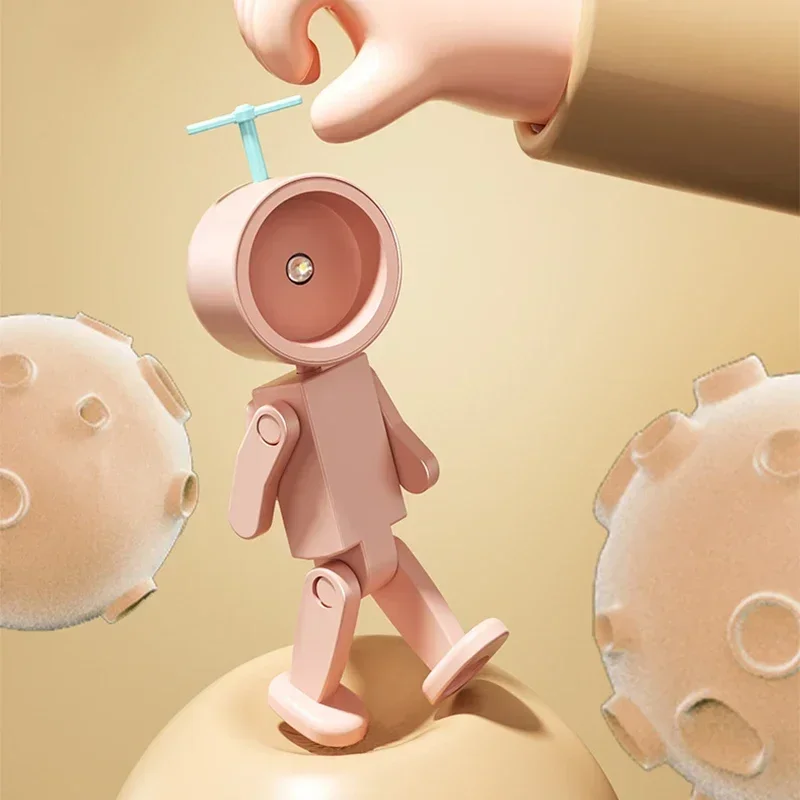 Креативный магнитный ночник астронавта, светодиодный мини-квадратный робот с батарейным питанием, книжная лампа, настольная прикроватная тумбочка, деревянный декор, окружающий свет