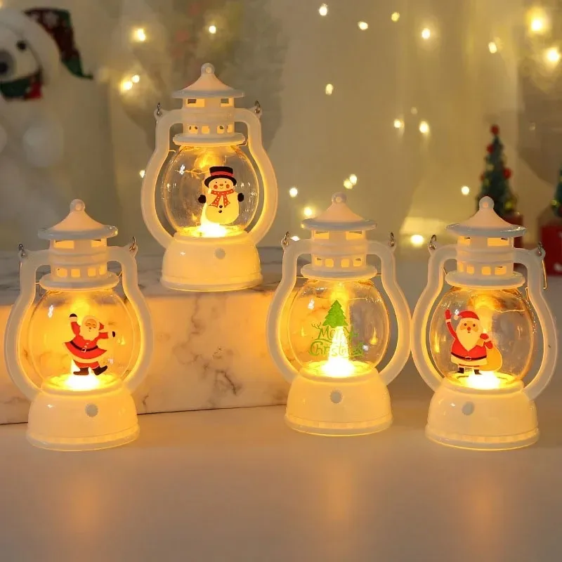 Christmas Night Light, LED Vintage Retro Hanging Warm White Santa Decorative Portable Mini for Home Party Holiday Decor Gift