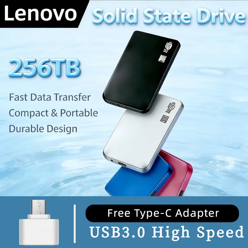 

Внешний SSD-накопитель Lenovo 8 ТБ, USB 3.0, портативный жесткий диск 4 ТБ, 2 ТБ, высокоскоростной твердотельный накопитель для ноутбуков и ПК, диск для резервного хранения данных