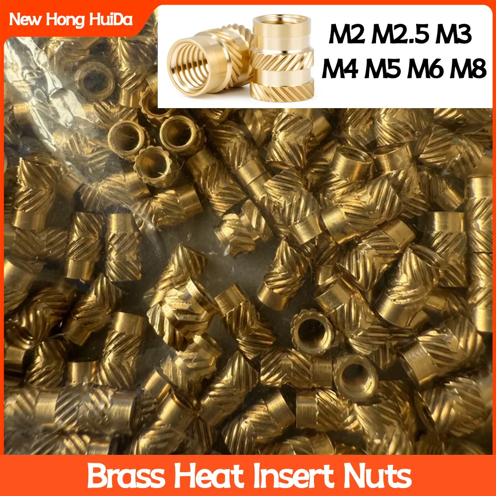 Brass Heat Insert Nut M2 M2.5 M3 M4 M5 M6 M8 Knurled Hot Melt Molding Injection Embed Inserts Thread Nut 3d Printer Plastic Part