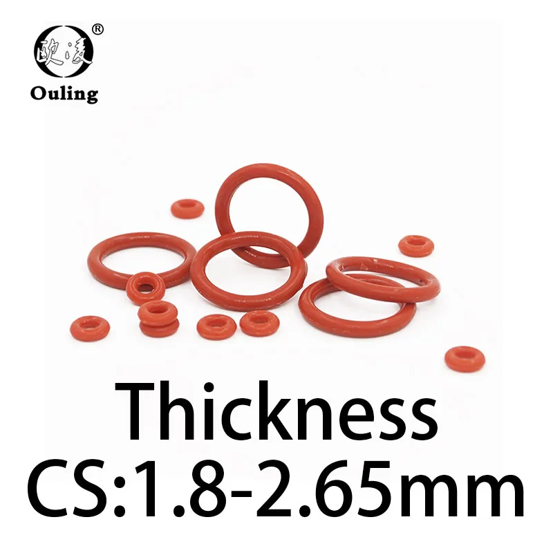 Vmq O-Ringdikte 1.8/2.65Mm Cs Siliconen Rode Afdichting Temperatuurbestendige Pakking Rubberen Ring Compleet In Specificaties1