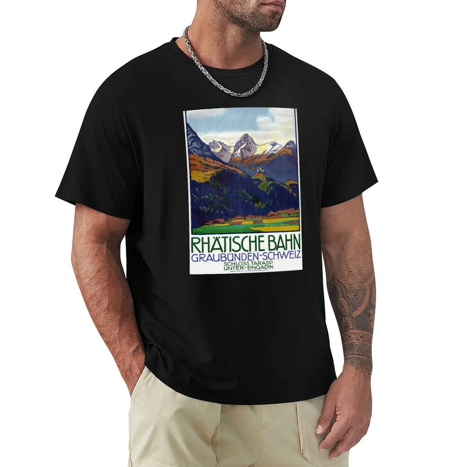 Switzerland Vintage Travel Poster 1914 Restored T-Shirt plain cheap stuff men t shirt