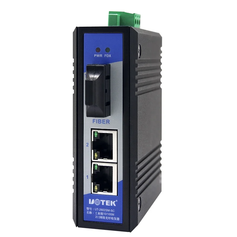 UOTEK UT-2602 10/100M 1 Optical Fiber 2 RJ-45 Ports Industrial Ethernet Unmanaged Switch