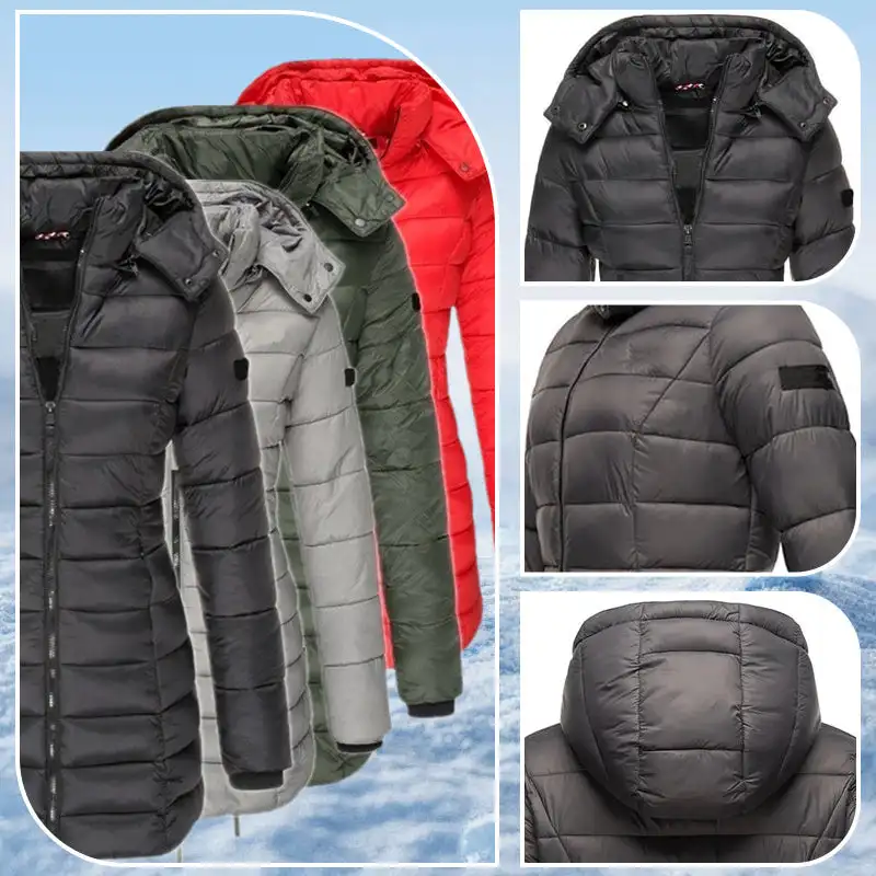 Vrouwen Winter Puffer Jas Warme Capuchon Halflange Jas Met Rits