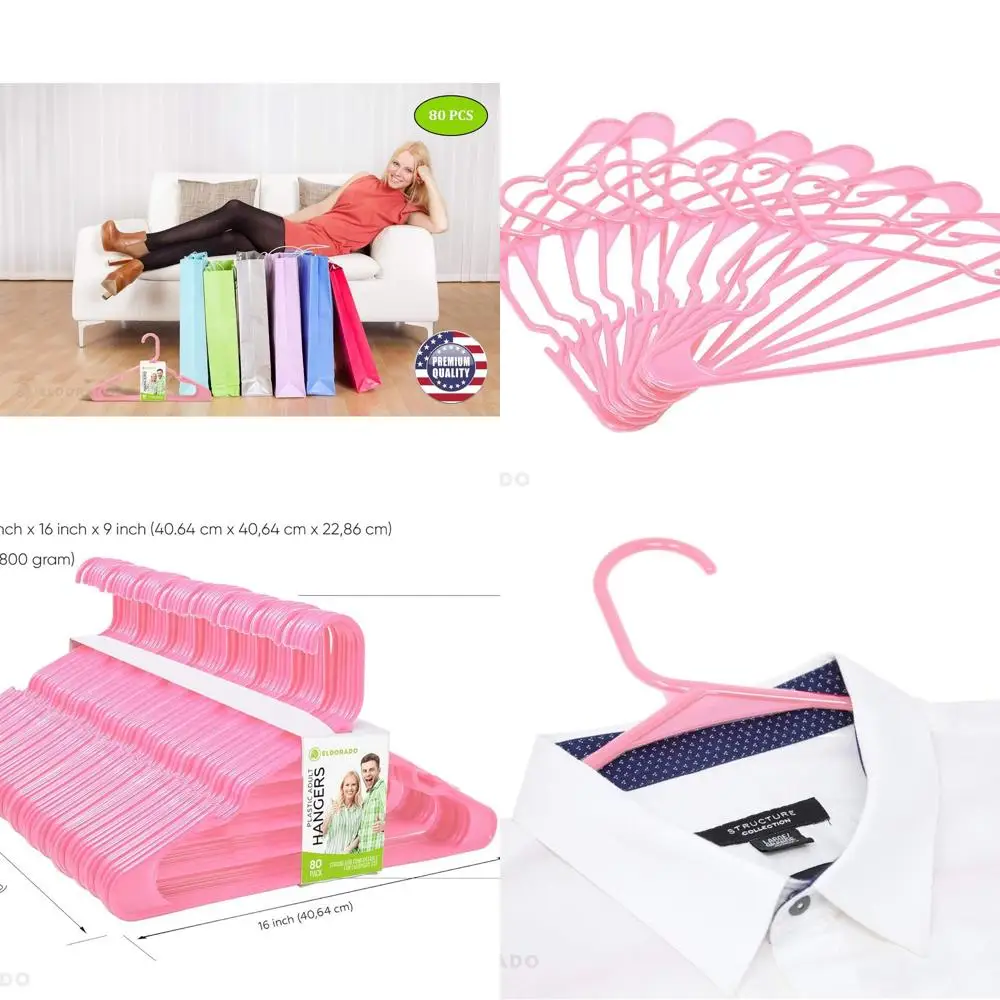

Light Pink Plastic Hangers, 80 Pack, Suitable for Adult Clothing: Shirts, Dresses, Jackets & More