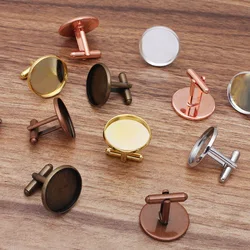12/14/16/18mm Round Cabochon Cufflink Base Blank Settings Multi-colors French Cuff Links Tray For DIY Men Wedding Clothes Making