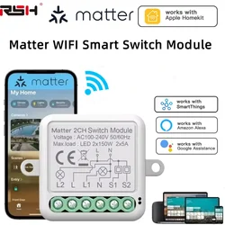 Matter WiFi Smart Switch Module Neutral Wire Required Smart Home DIY Light Breaker Works with Apple Homekit Alexa Google Home