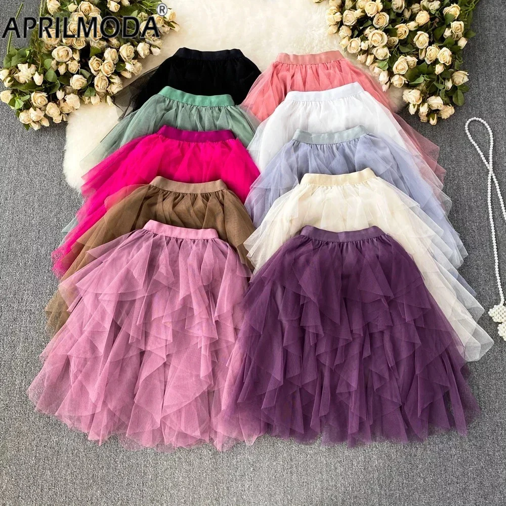 

Irregular Sweet Girls Cosplay Vintage Short Skirts Mesh A-line Kawaii Tulle Skirt for Women Ajustadas Female Mini Skirt Dropship