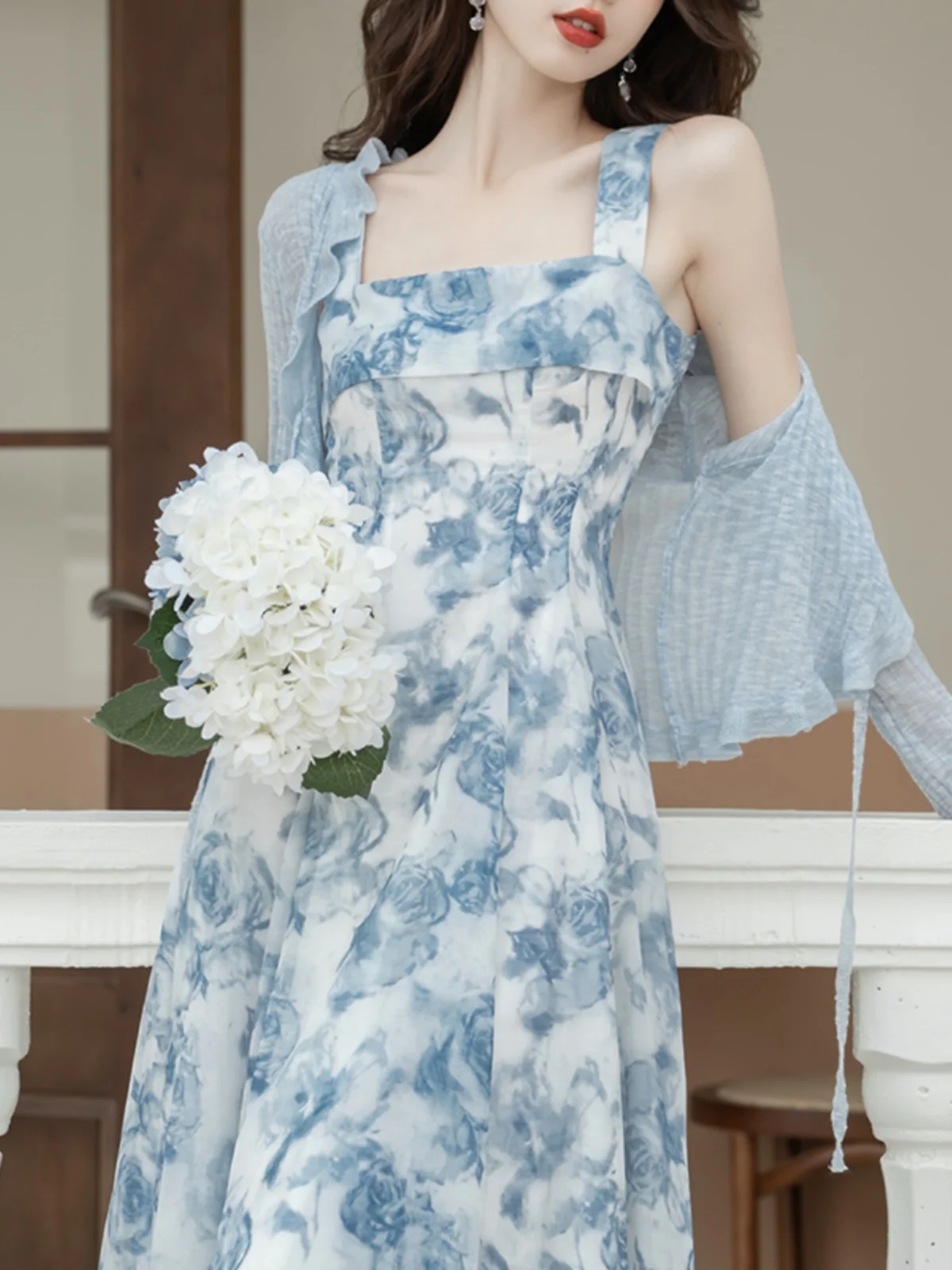 

Sun Protection Cardigan And Strap Dress Set Ultra-Fairy Tale Forest System Summer New Arrival Women's Fashion Set Polyester F...