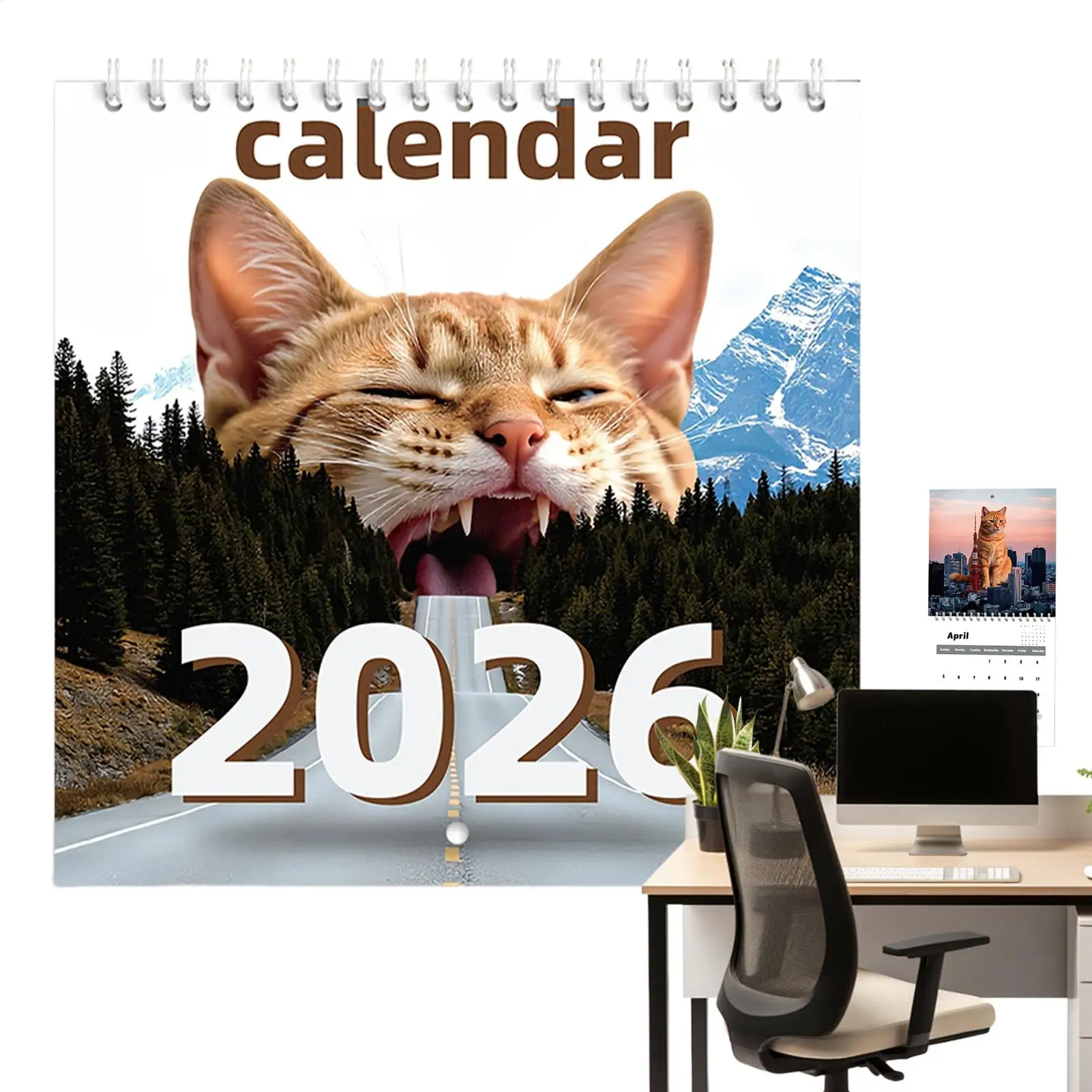 Cat Calendar 2026 January to December Kitten Wall Calendar Planner 2026 Funny Monthly Planner Cat Art for Friends Family