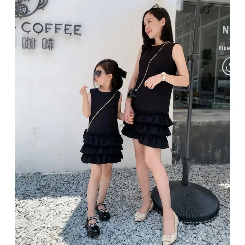 2024 Mother and Daughter Matching Clothing Women Dress for Mom and Me Equal Elegant Dresses Summer Baby Girls Elegant Clothes