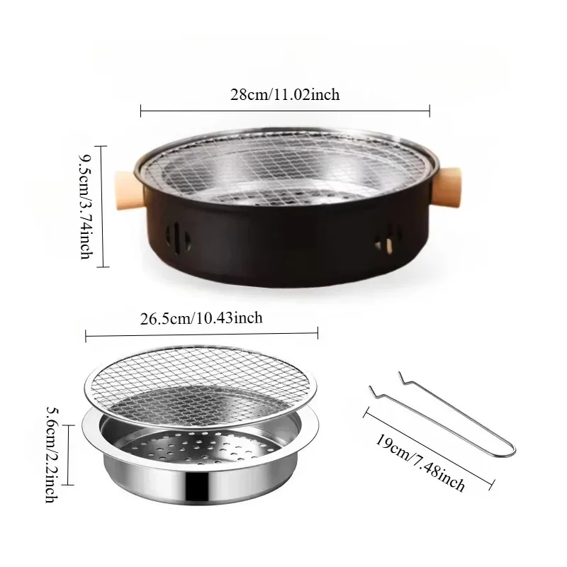 

Family Barbecue Outdoor Camping Charcoal Grill Shabu One Pot Set, Barbecue Net Portable Smokeless Barbecue Pan