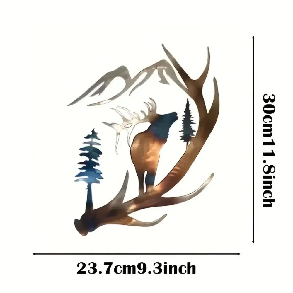 CIFBUY Elk Metal Wall Art Sculpture Rustic Country Cottage Home Decor Durable Rust Proof Indoor Outdoor Hanging Plaque Gift