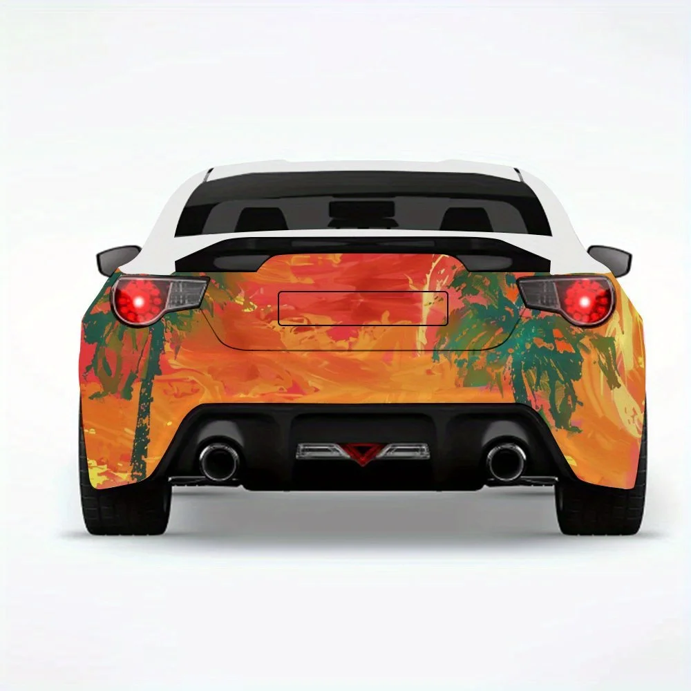 

Летняя пляжная наклейка на автомобиль с закатом, виниловая наклейка на заднюю часть автомобиля, водонепроницаемые самоклеящиеся виниловые наклейки для хвоста и бампера автомобиля, D