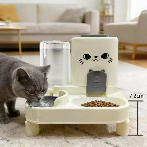 Distribuidor e alimentador automático de água para gatos com fed por gravidade de 1 pacote - Design de uma peça de grande capacidade à prova de derramamento,