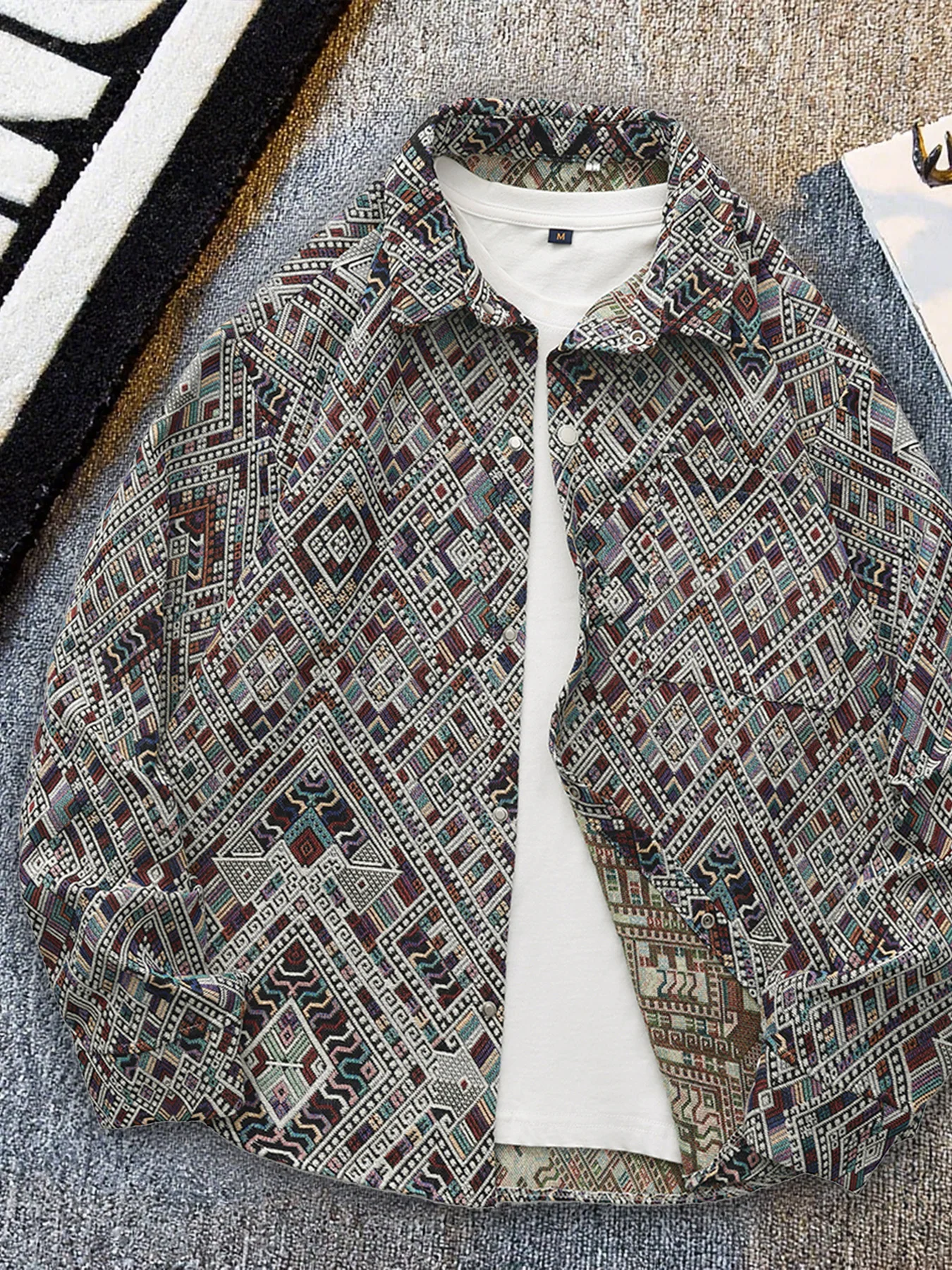 

High-end ethnic style jacket for men, new spring and autumn trendy printed casual versatile men's jacket