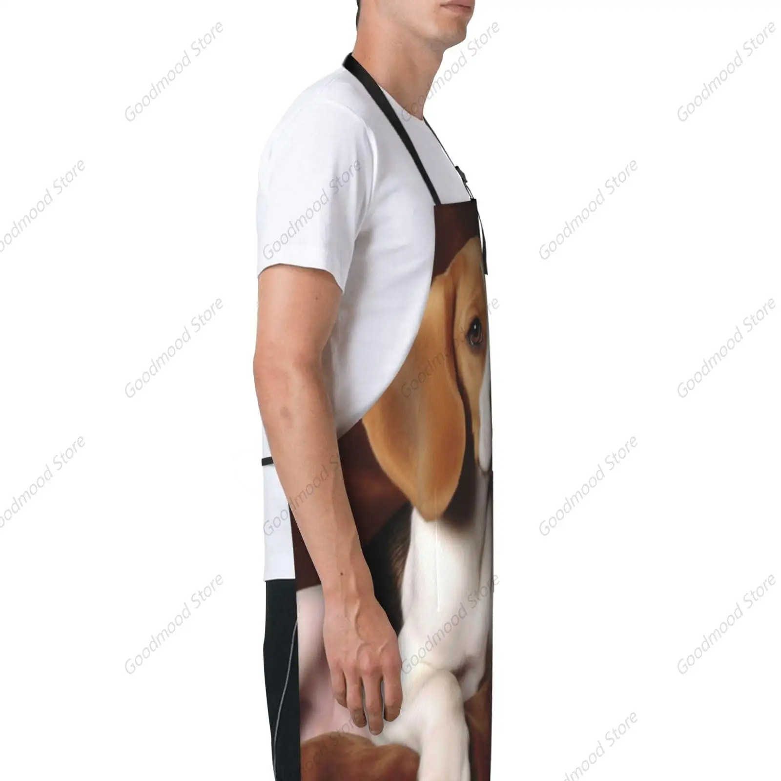 Waterproof Apron For Men Women Pet Dog Beagle Printing Adjustable Cooking With 2 Pockets Kitchen Chef Bibs For Grooming Cooking