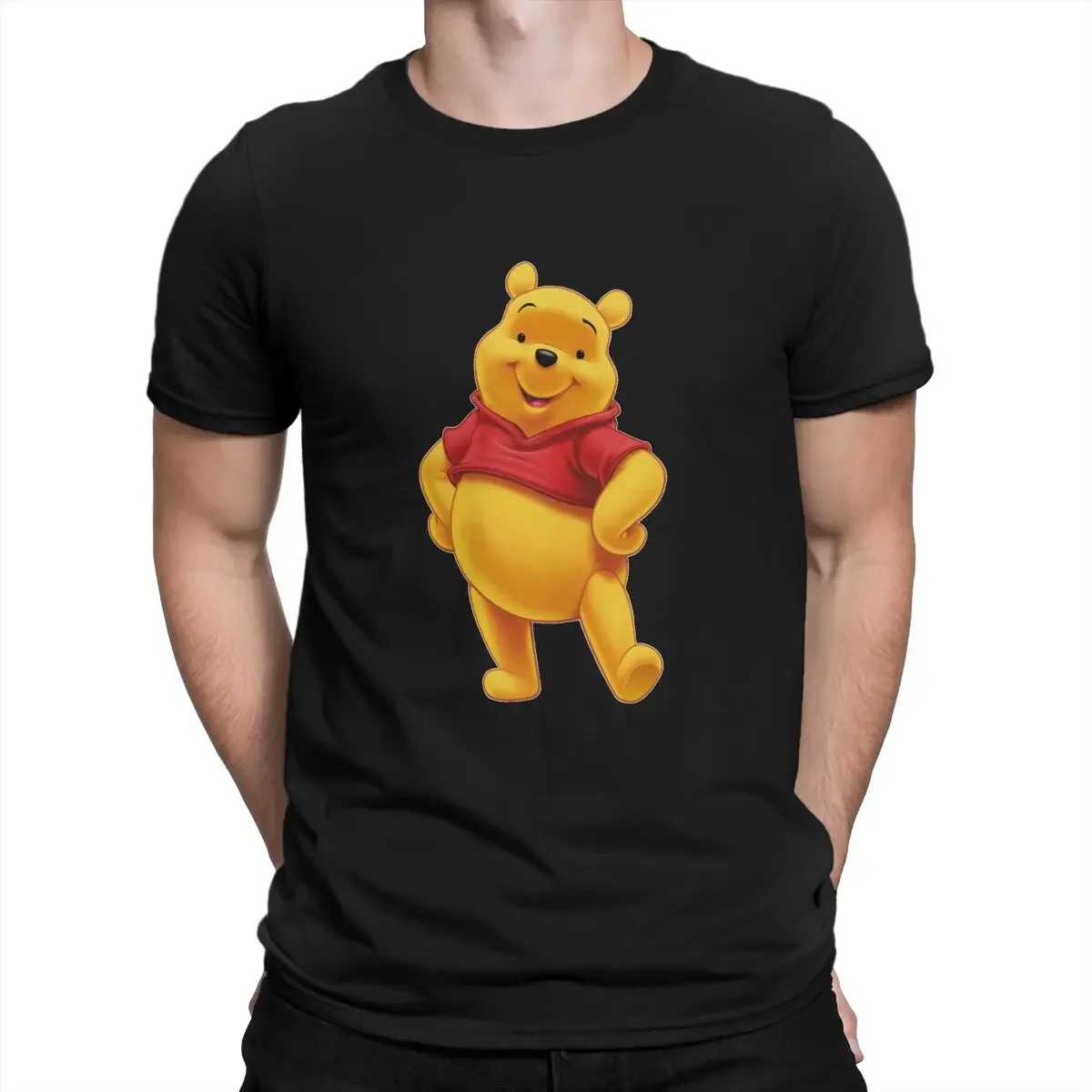 Men Cute Cartoon T Shirt Disney Winnie The Pooh 100% Cotton Clothing Leisure Short Sleeve Round Neck Tee Shirt New Arrival