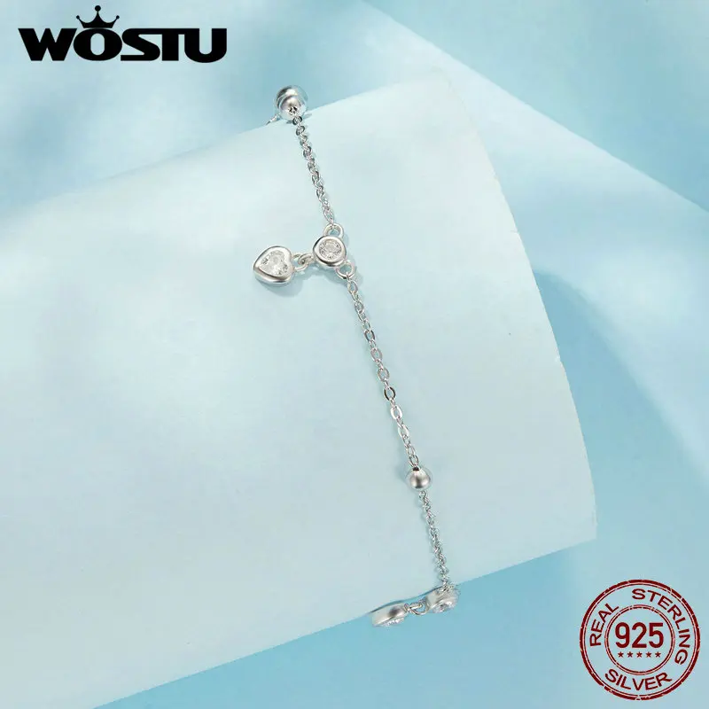 Wostu Origineel 925 Sterling Zilver Eenvoudig Dier Slangenenkelband Verstelbare Ketting Wit Goud Voor Vrouwen Feest Cadeau Fijne Jewlery