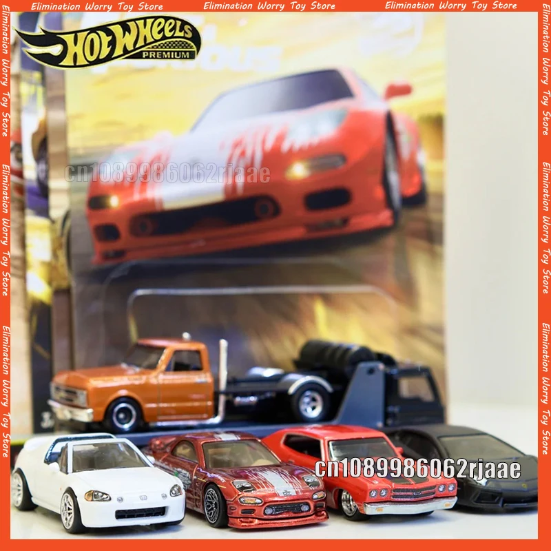 

Коллекционная модель автомобиля Hot Wheels PREMIUM Fast & Furious P Chase HNW46: Mazda RX-7, Lamborghini, Chevrolet, Honda, масштаб 1/64, игрушка-подарок