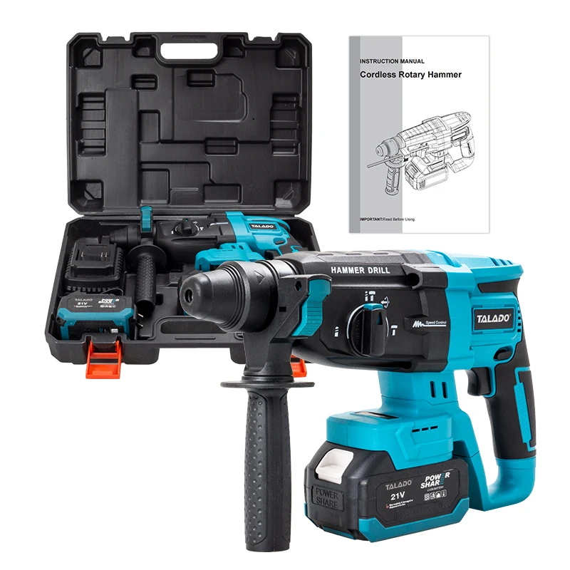 

Cordless 21V Brushless Hammer Drill 800W Rotary Hammer Lithium Battery Three Functions Machine For DIY Wall Drilling