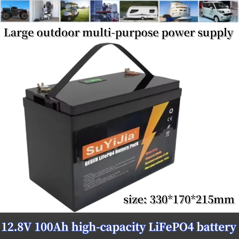 

12.8V 100AH ​​LiFePO4 battery pack A-grade 5000+ cycle lithium battery 12V 150A built-in BMS suitable for solar RV and boat off-