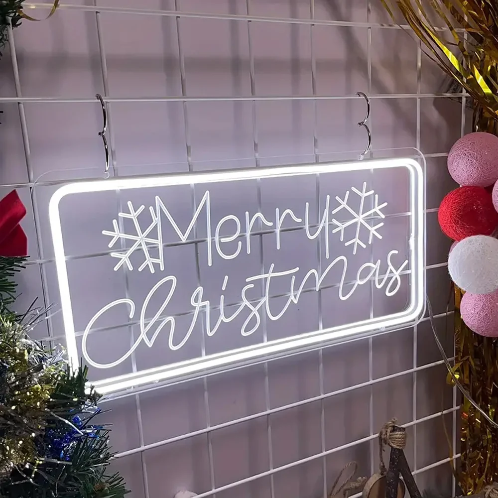 Merry Christmas Neon Wall Decoration Sign, 3D Art USB LED Neon Sign,Home Decoration Bar Birthday Party Gift,Christmas Tree Decor