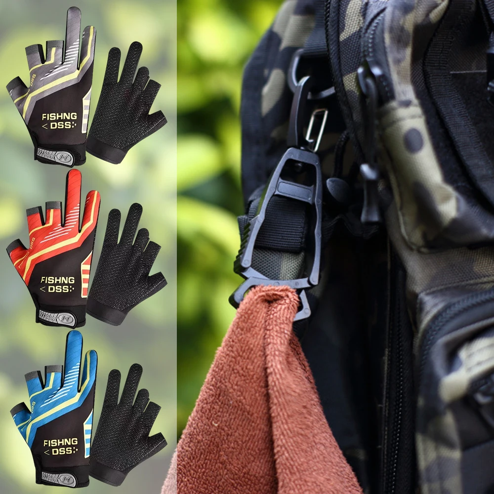 

1 Set Outdoor Fishing Gloves with Gloves Clip Sunscreen Anti Slip Anti Prick Special for Fishing Outdoor Sea Fishing Hook Holder