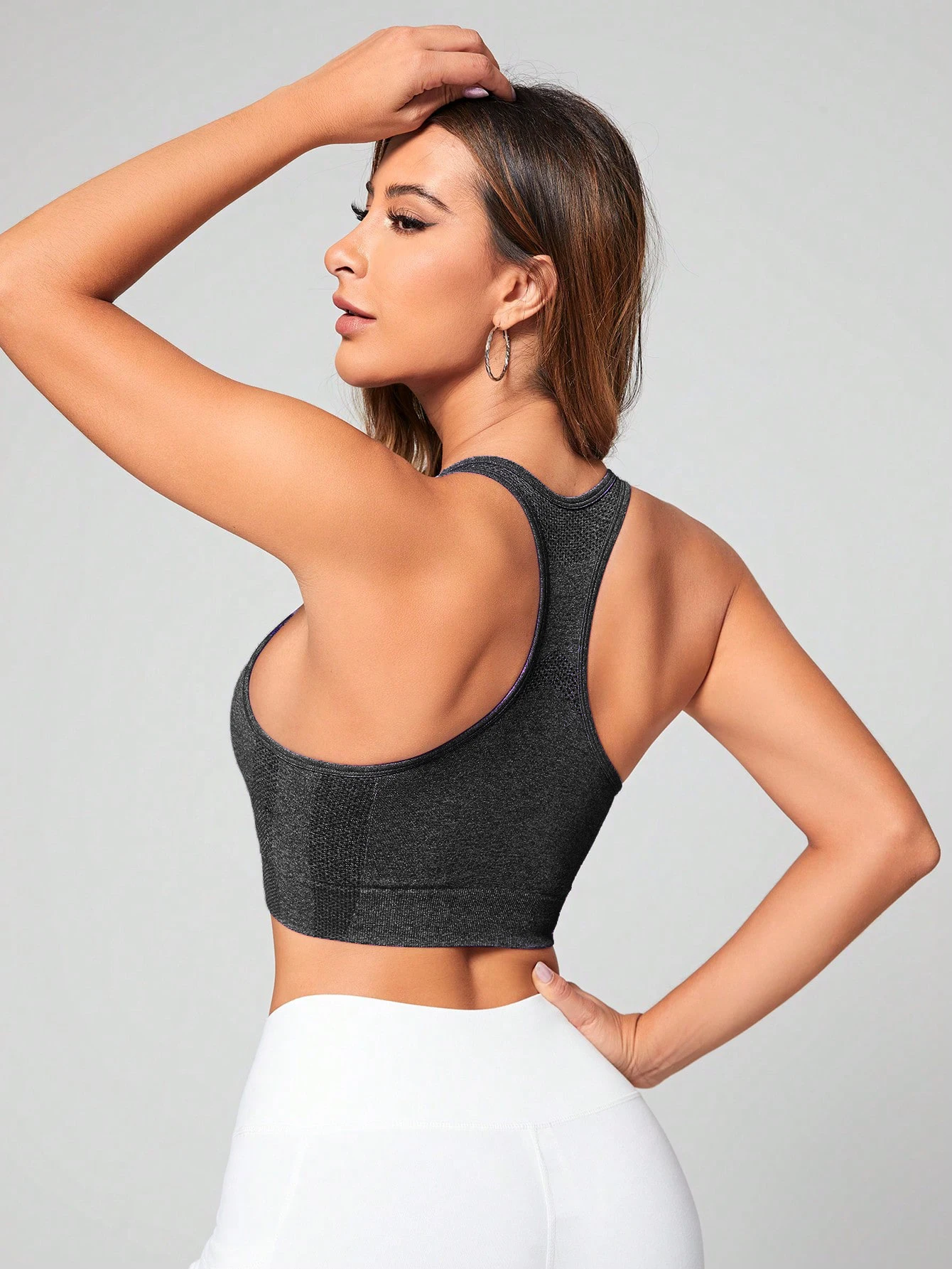 Women Seamless Racerback Sports Bra Breathable Shockproof Yoga Crop Top Gym Workout Push Up Fitness Vest