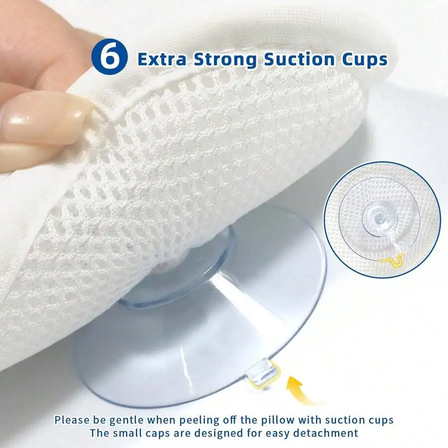 1pc Spa Bathtub Pillow, Non-Slip Mat, 6 Non-Slip Suction Cups, Essential Bath Accessories, Quick Dry, Effective Support For Shou