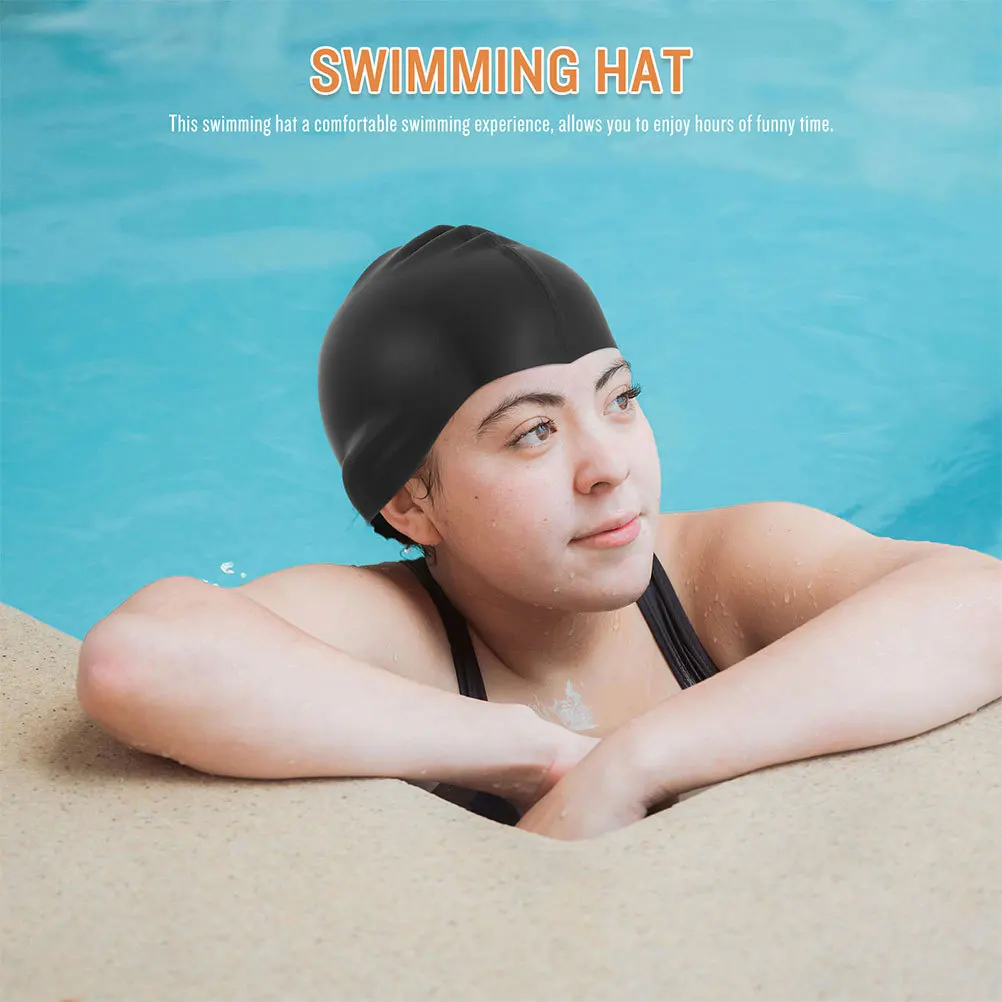 2 قطعة قبعة السباحة سيليكون مقاوم للماء قبعة السباحة الملونة الكبيرة للبالغين طويلة سميكة الشعر قبعات السباحة سيليكون قبعة السباحة النساء