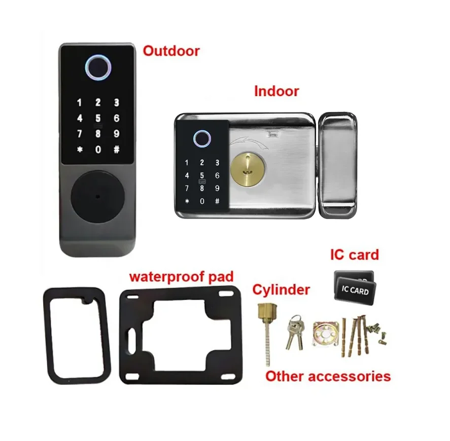 TTLOCK double-sided Biometric fingerprint  password unlocking  outdoor door dedicated smart lock Wiring free waterproof