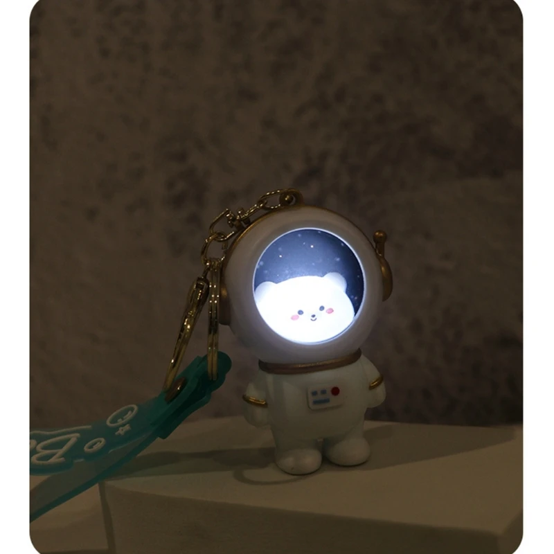 50JB Leuke Space Bear Bag Charm LED-sleutelhanger Mini Astronaut-hanger sleutelhangerbedel