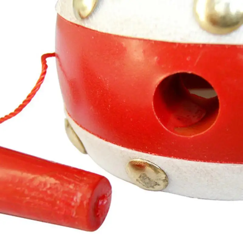 Tambour traditionnel chinois en peau de mouton, hochet en bois pour bébé, jouets pour nouveau-né et enfant en bas âge