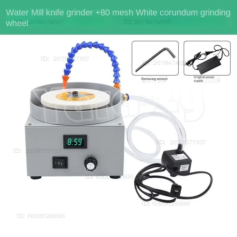 

150mm electric flat polishing machine - speed adjustable wet dry dual-use polishing machine, equipped 80 mesh diamond sand disc