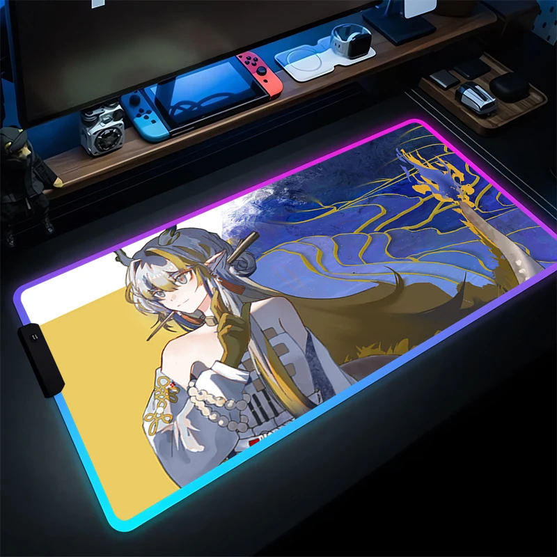 

Светодиодный коврик для мыши Аниме Геймер Игровые аксессуары Varmilo Коврик для клавиатуры RGB ПК Компьютер Arknights Shu Настольный коврик Ковер Kawaii Коврик для мыши