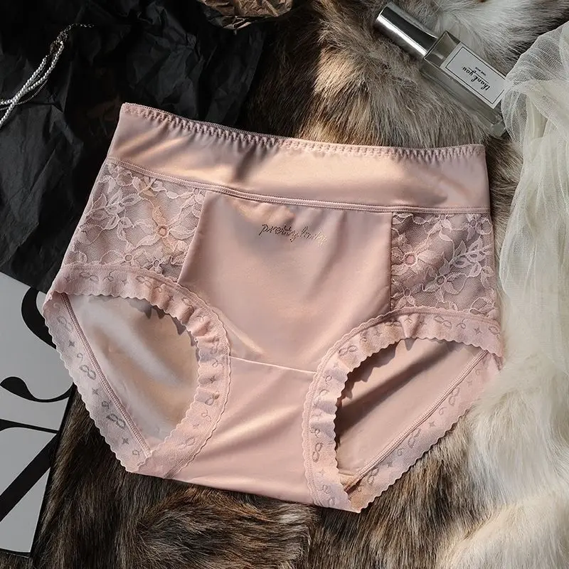 

Briefs Panties for Women Mid-waist Plus Size Seamless Anti-bacterial Crotch Lace Plinth Empty Soft Silky Sexy Ladies Triangle