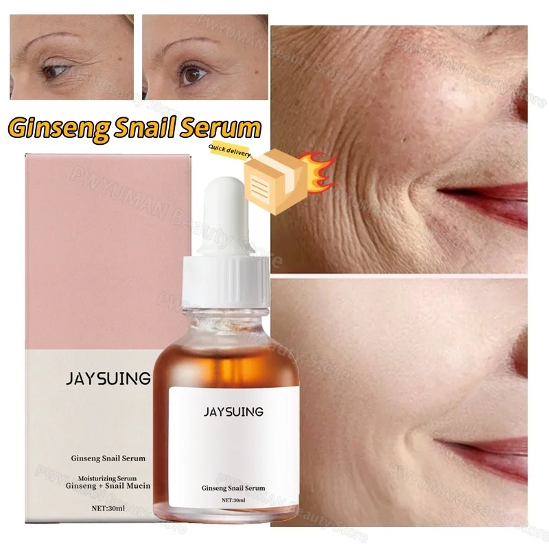 

Ginseng Snail Serum Anti Wrinkle Aging Eye Face Lift Tightening Moisturising Smooth Fine Lines Brighten Korean Cosmetics 30ml