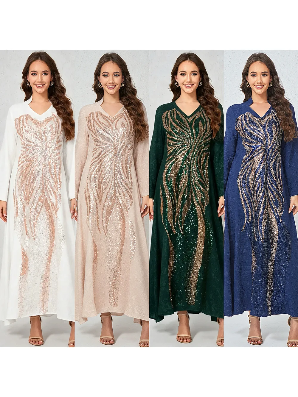 Ramadan New Luxury Comfortable Dress with Patchwork Bead Dress Ethnic Style Clothing Heavy Industry Splicing Elegant Long Dress