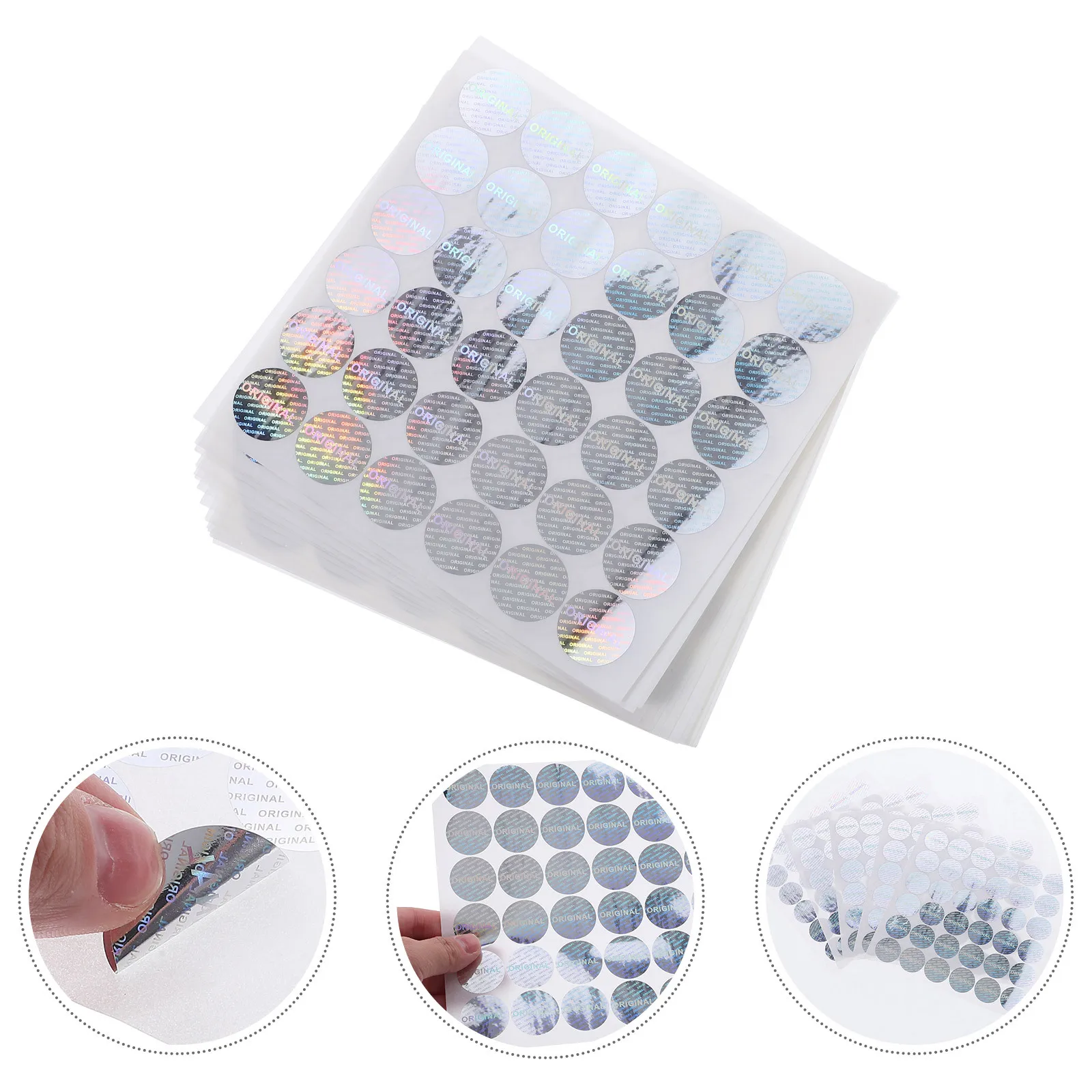 

14 Sheets Anti-Counterfeiting Tamper Evident Holographic Label Stickers Secure Retail Package Seals Glitter Round Self-Adhesive